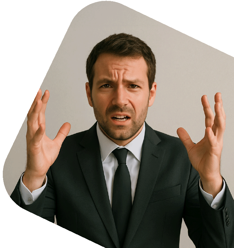 Worried man who has lost a bag