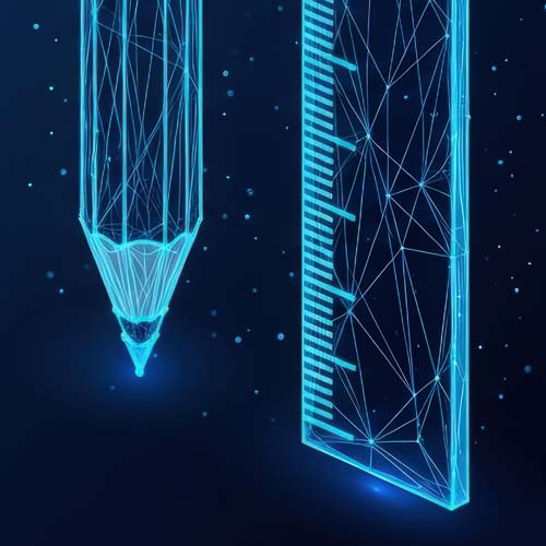 Digital render of a pencil and ruler